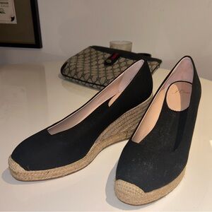 JCrew Black Espadrille Wedges Size 9.5
